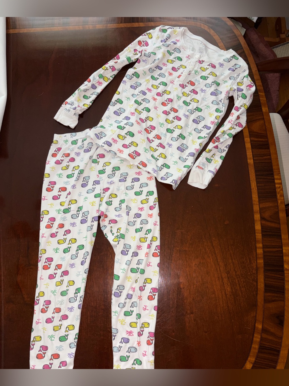 Roller Rabbit Whale Colorful 2 Piece Pajama Set Rainbow Pima Cotton Size 12